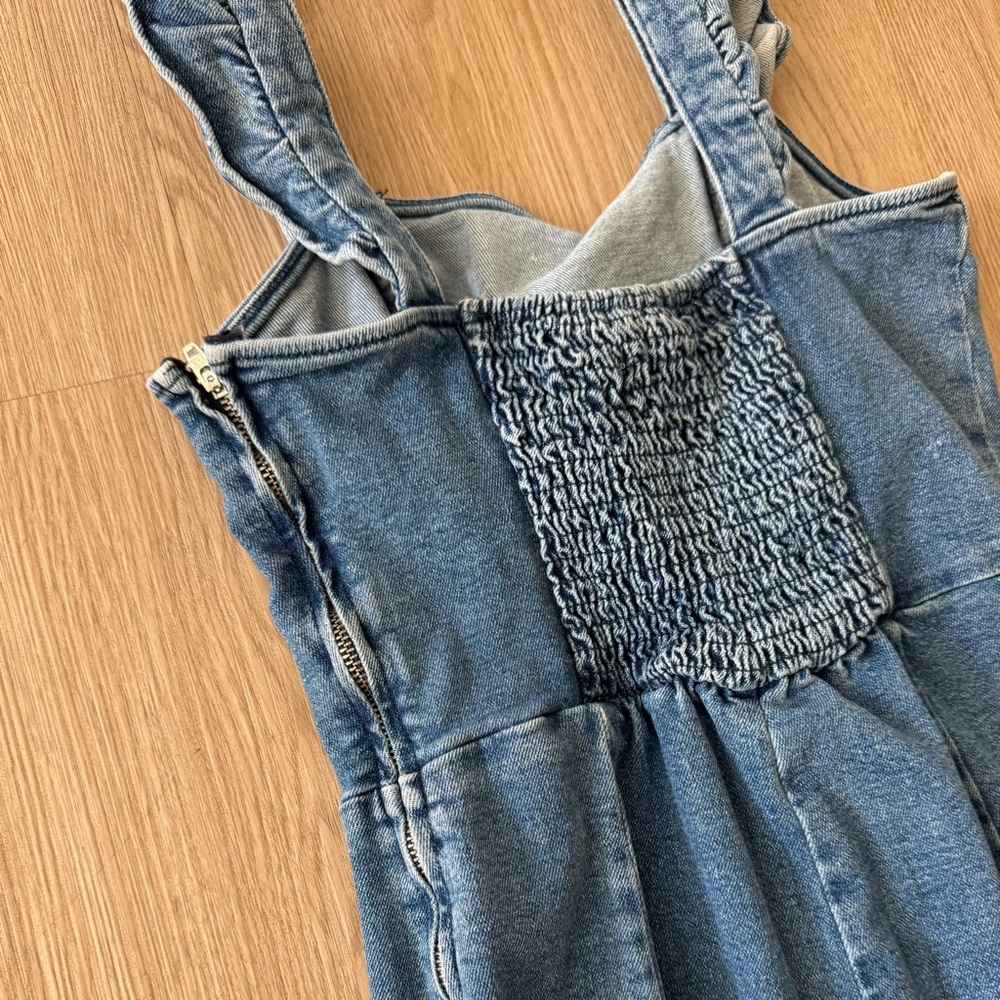 BDG urban outfitters ruffle strap trim Denim cropped Overalls - Picture 4 of 4
